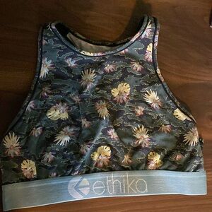 Ethika - Size Small - Camp/Floral - High Neck Sports Bra